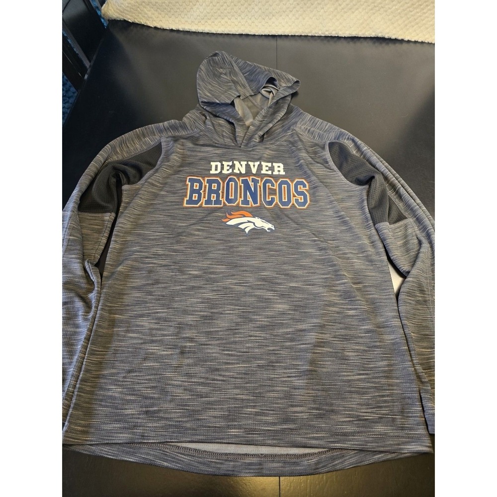 NFL Team Apparel Denver Broncos Hoodie Large 12/14 & Cap -‎ Gray Orange